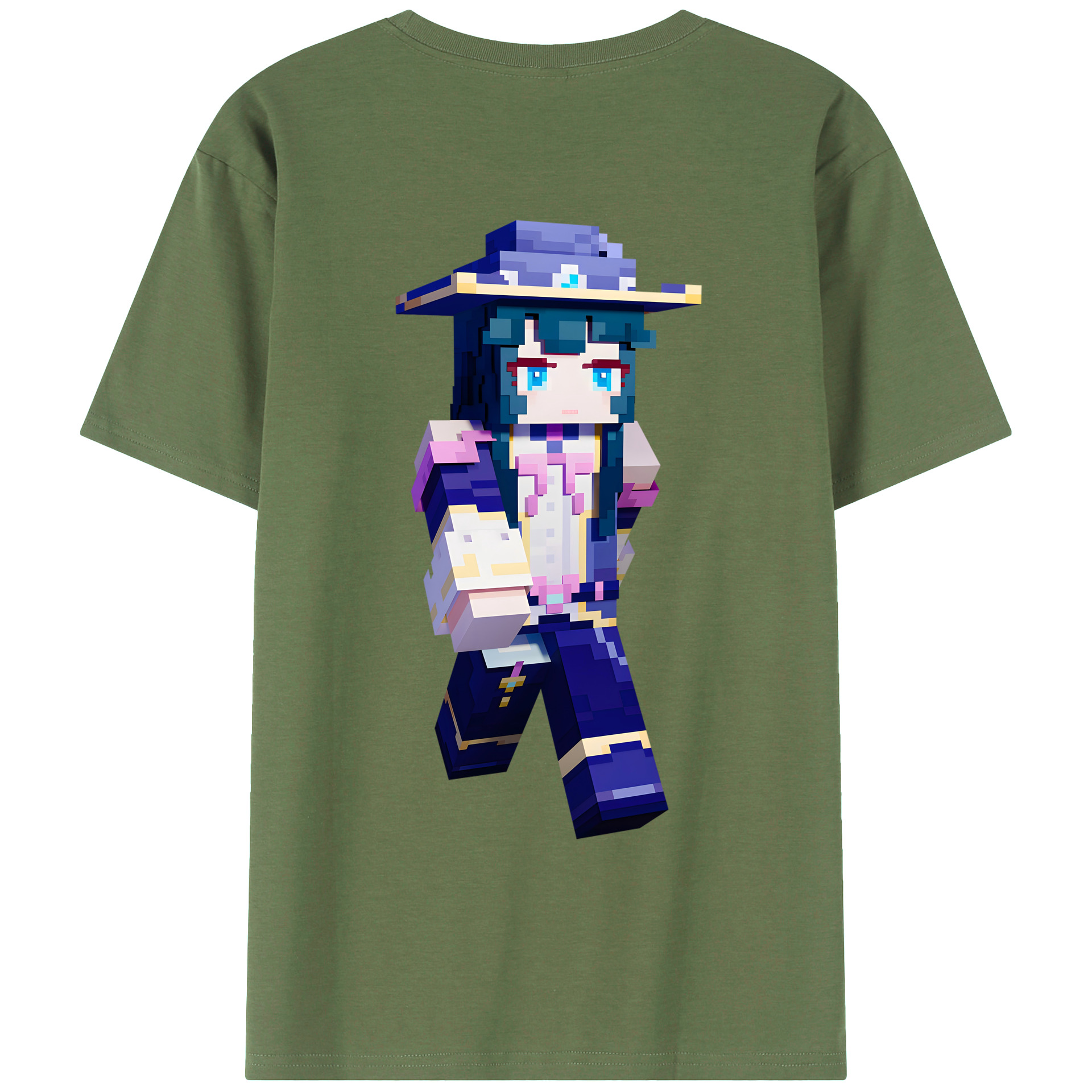 （画像用） マインクラフト ブロックの世界 Minecraft MC Block world 綿100％ メンズ半袖Tシャツ（バックプリント） 通気性